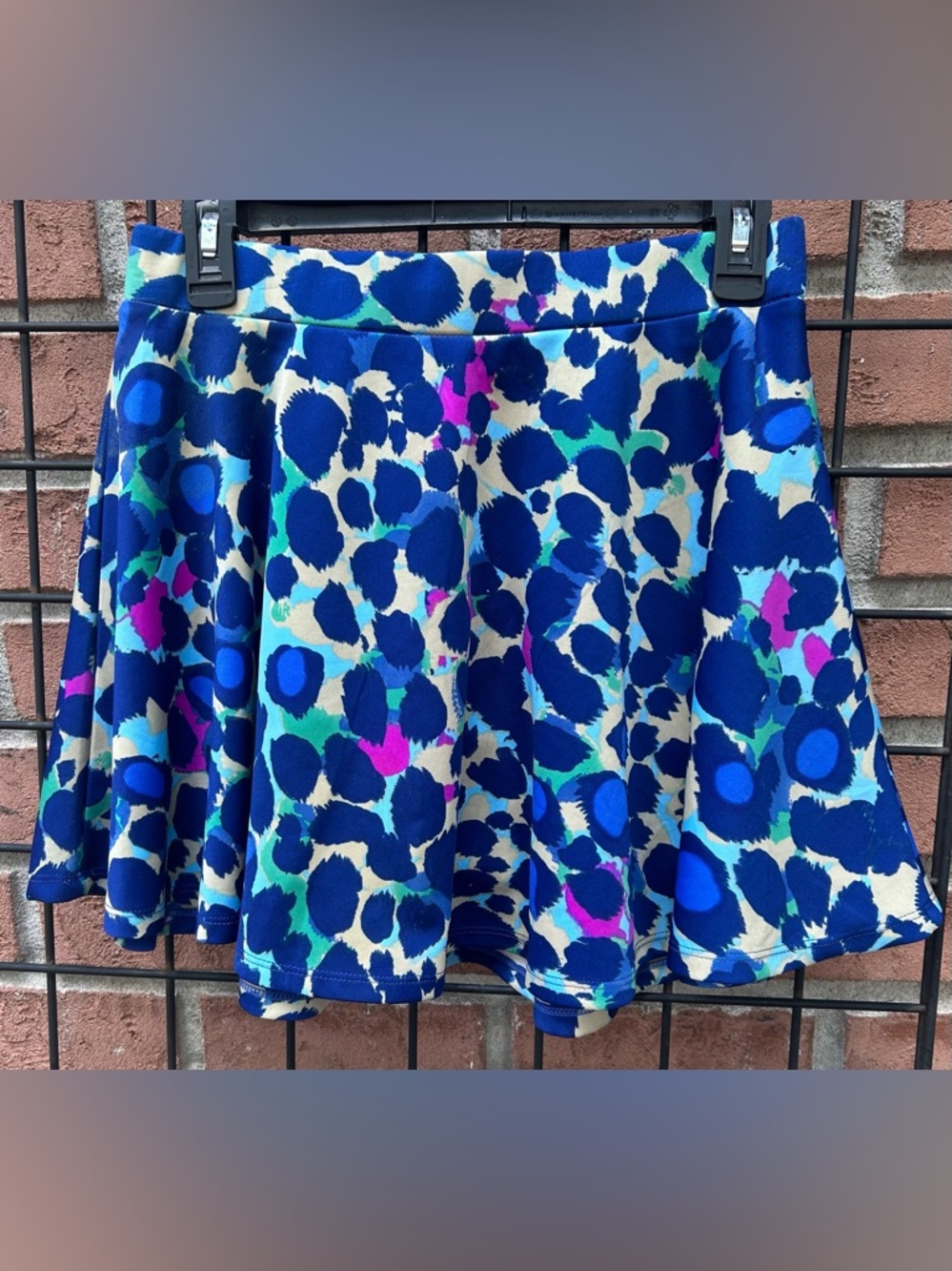Body Central Blue, White & Pink Floral Dot Skater Skirt